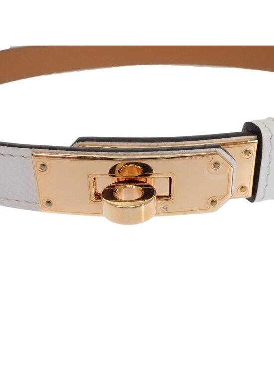 Hermes Kelly 18 Slim Belt Veau Epsom White Pink Gold SA main image 5